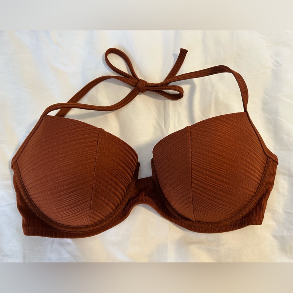 Shade & Shore Copper Ribbed Bikini Top